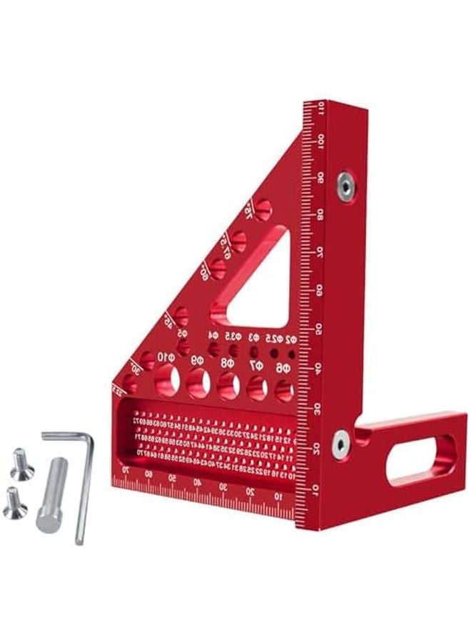 Red Aluminum Alloy Woodworking Square Ruler 22 5 90 Degree Protractor Multi Angle Measuring Tool - Image 5