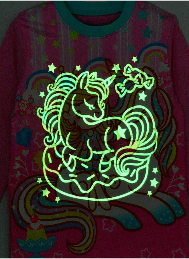 babyqlo Unicorn with Fairy Glow-in-the-Dark Pajama Set for Girls