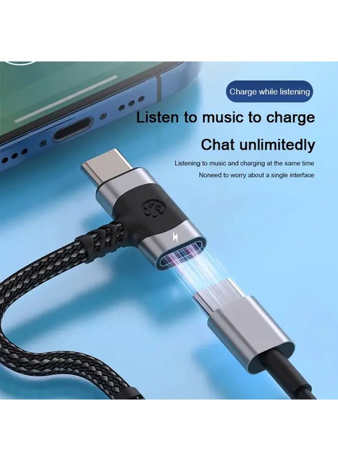 2 In 1 USB C Splitter PD Fast Charger Cable Silvery Type C To 3 5mm Audio Adapter For Samsung - Image 5