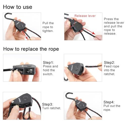 Ayaport Kayak Rope Tie Down Ratchet Straps Bow and Stern Ratcheting Tie Downs Rope Hanger Kayak and Canoe Accessories - Image 3