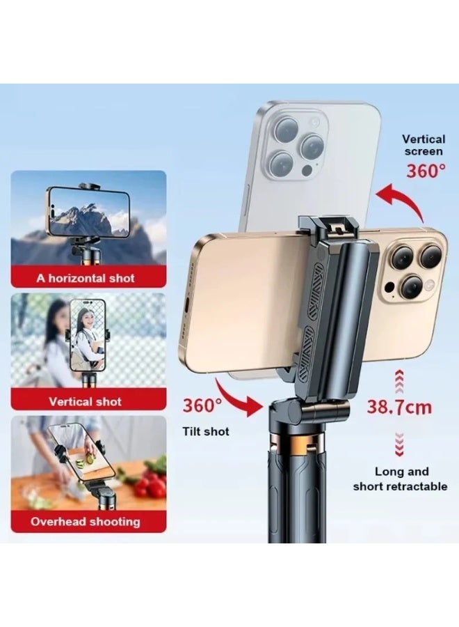 Mini Tripod Selfie Stick with Wireless Remote Control, Portable Phone Tripod Mount Compatible with iPhone 15 Pro Max/15/14 Pro/14/13, Samsung S22/ S23 Ultra/Android Smartphone (jc-25) - Image 5