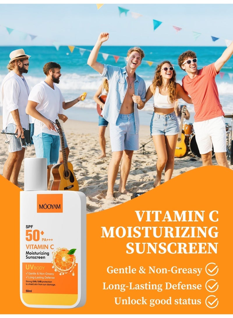 MOOYAM SPF 50 Vitamin C Moisturizing Sunscreen 50ml Gentle Non Greasy Formula with Strong UVA UVB Protection for Face All Skin Types - Image 4