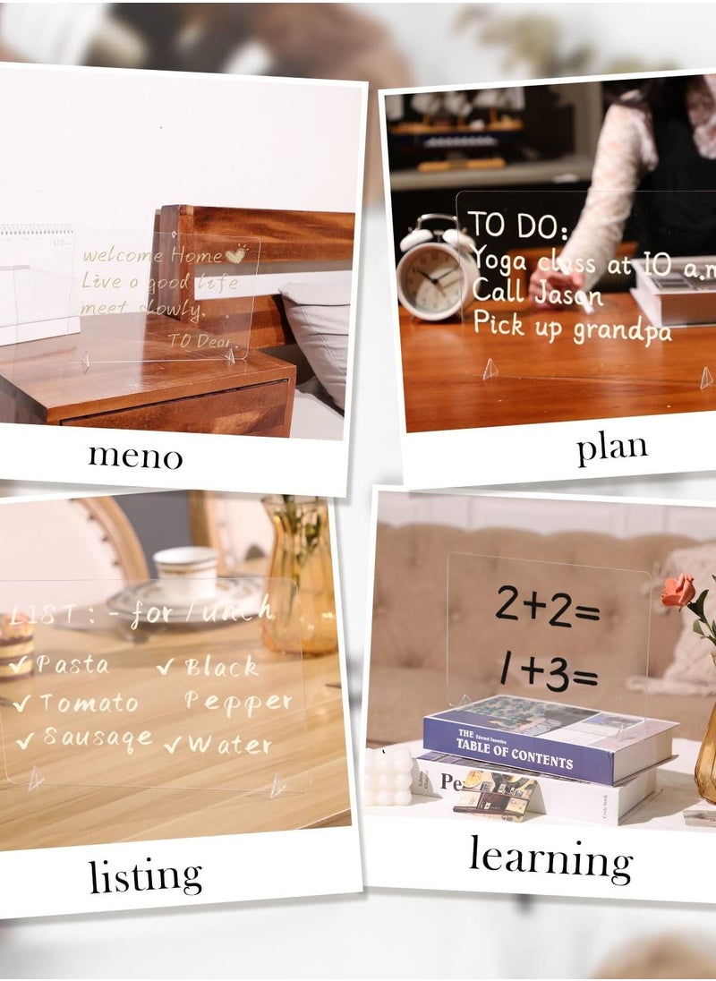Y&D - 3 Pack Acrylic Dry Erase Board with Stand, Clear Memo Tablet for Writing and Display - Frameless Small Whiteboard Alternative School, Office, Home (20×30cm) - Image 1