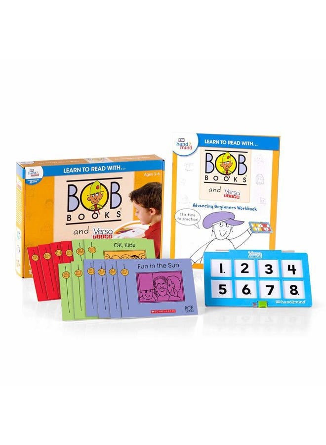hand2mind 90810 Learn To Read With BOB Books And VersaTiles Advancing Beginner Set, Early Reader Books For Kids Ages 4-6, 12 BOB Books, Workbook And Answer Case, Homeschool Kindergarten Supplies - Image 1