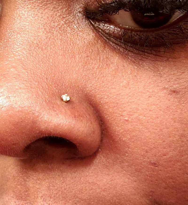 QWALIT 18g Nose Piercing Kit Silver Nostril Ring Piercing Gun Self Horseshoe Nose Ring Double Gem Hoops Double Studs Disposable Nostril Piercings Gun Kits at Home Piercer Changing Threader Screw Ball - Image 4