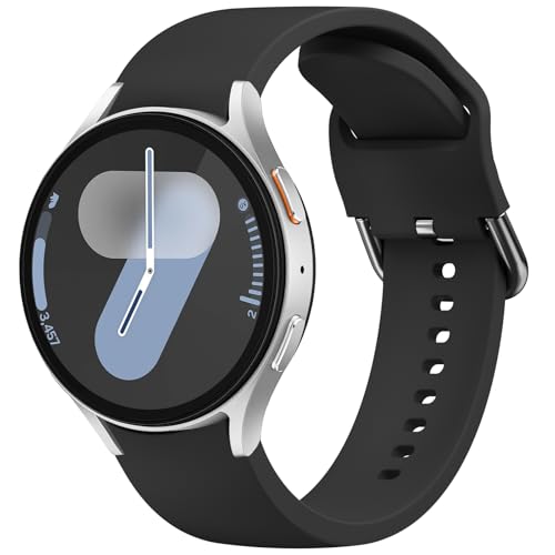Tobfit Straps Compatible with Samsung Galaxy Watch 7/6/5/4 Strap 40mm 44mm,20mm Adjustable Original Style Silicone Sport Replacement for Samsung Galaxy Watch 7/6/5/4 Women Men -Black - Image 1