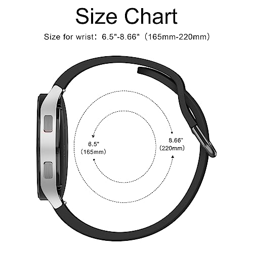 Tobfit Straps Compatible with Samsung Galaxy Watch 7/6/5/4 Strap 40mm 44mm,20mm Adjustable Original Style Silicone Sport Replacement for Samsung Galaxy Watch 7/6/5/4 Women Men -Black - Image 3