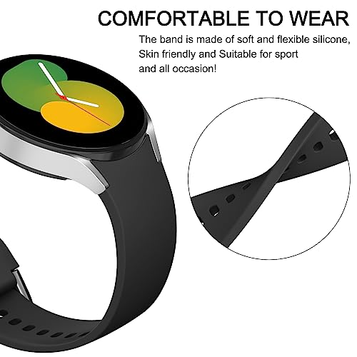 Tobfit Straps Compatible with Samsung Galaxy Watch 7/6/5/4 Strap 40mm 44mm,20mm Adjustable Original Style Silicone Sport Replacement for Samsung Galaxy Watch 7/6/5/4 Women Men -Black - Image 5