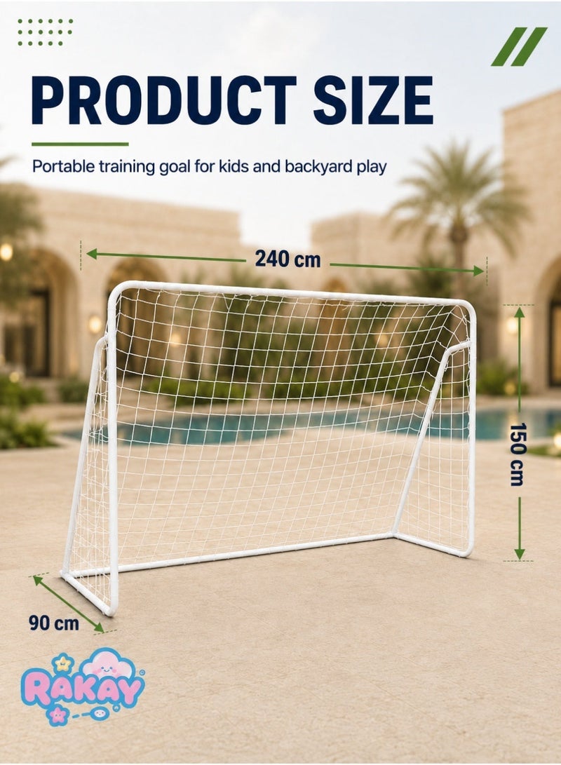 RAKAY Soccer Goal with Net 240x150x90 cm, Iron Football Goal with Ground Stakes Included. - Image 2
