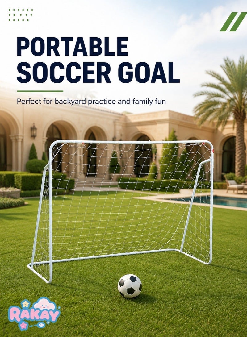 RAKAY Soccer Goal with Net 240x150x90 cm, Iron Football Goal with Ground Stakes Included. - Image 1