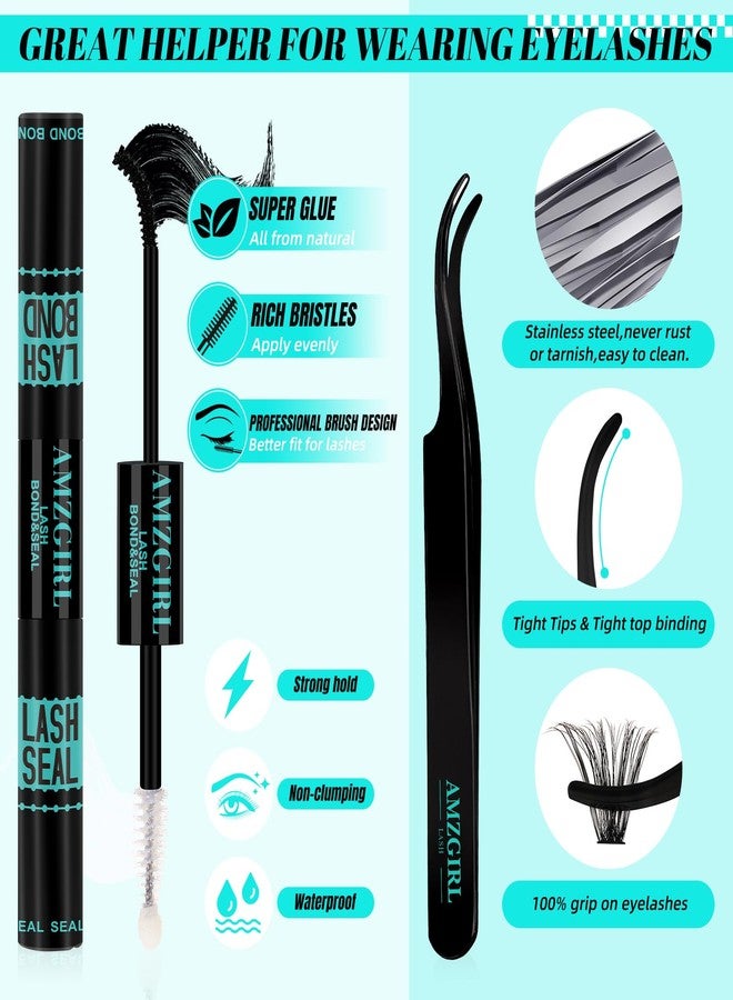 AMZGIRL LASH Lash Clusters Kit 280Pcs,60D 80D Eyelash Extension Kit,Lash Bond and Seal Waterproof,Lash Remover for Individual Cluster Lashes Kit,Lash Applicator Tool for DIY Lash Extension Kit(D-Mix9-16mm Kit) - Image 5