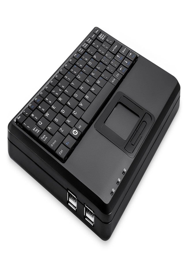 بيريكس لوحة مفاتيح Perixx PERIBOARD-510H Plus، سلكية صغيرة جدًا تعمل باللمس عبر منفذ USB، مزودة بمفاتيح مقصية من النوع X مع منفذي USB مدمجين. - Image 2