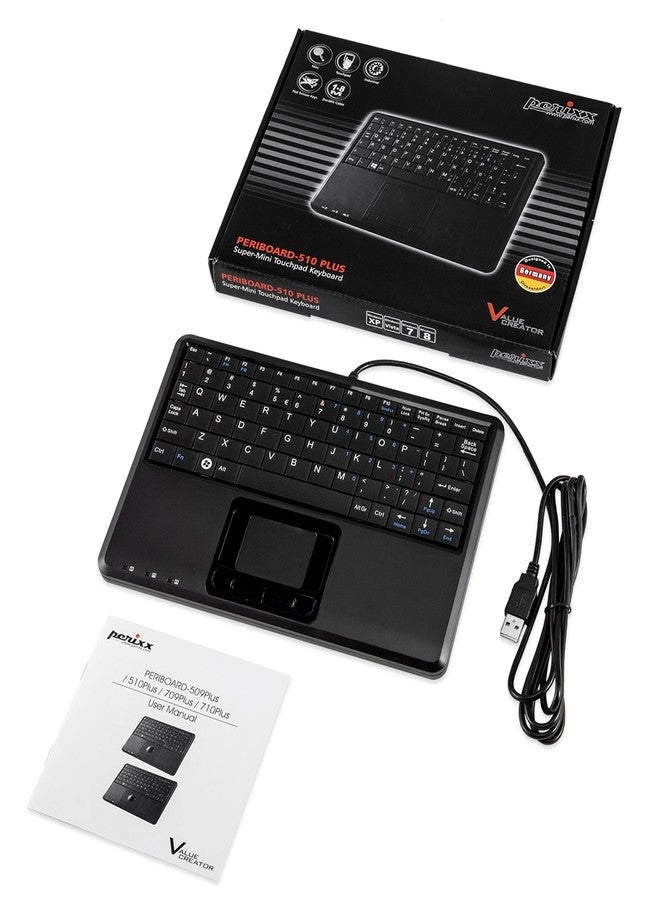بيريكس لوحة مفاتيح Perixx PERIBOARD-510H Plus، سلكية صغيرة جدًا تعمل باللمس عبر منفذ USB، مزودة بمفاتيح مقصية من النوع X مع منفذي USB مدمجين. - Image 5