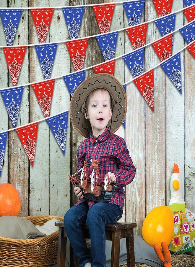 MARFOREVER 4 Pack Western Cowboy Party Decorations Bandana Pennant Banner 39.4 Ft Wild West Rodeo Decorations Western Cowboy Themed Yee Haw Country Party Decoration Supplies - Image 3