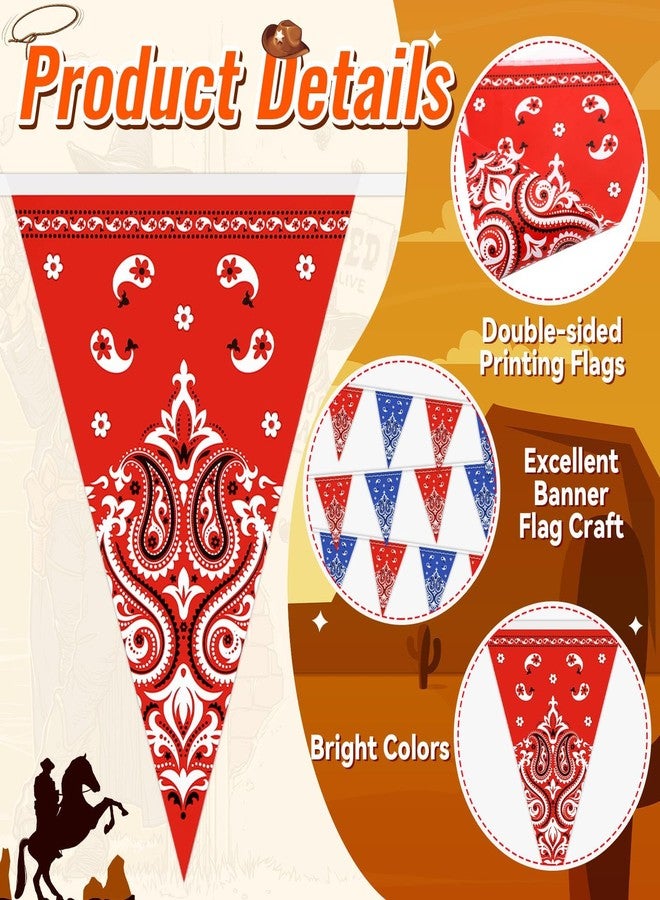 MARFOREVER 4 Pack Western Cowboy Party Decorations Bandana Pennant Banner 39.4 Ft Wild West Rodeo Decorations Western Cowboy Themed Yee Haw Country Party Decoration Supplies - Image 4