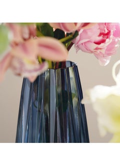 PURE HOME + LIVING Pure Home Living Blue Diamond Textured Glass Vase Medium  - Image 2
