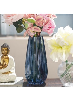PURE HOME + LIVING Pure Home Living Blue Diamond Textured Glass Vase Medium  - Image 1