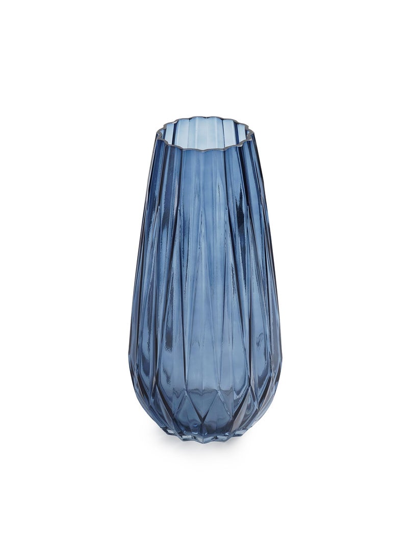 PURE HOME + LIVING Pure Home Living Blue Diamond Textured Glass Vase Medium  - Image 4