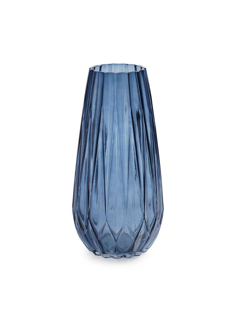 PURE HOME + LIVING Pure Home Living Blue Diamond Textured Glass Vase Medium  - Image 3