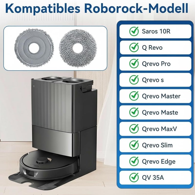 Alloytool Pack of 8 Wipes Replacement Parts for Roborock QV 35A/QV 35S/Saros 10R/Qrevo Pro/Q Revo/Qrevo Edge/Qrevo S/Qrevo Master/Qrevo Slim/Qrevo MaxV/Qrevo Curve Robot Vacuum Cleaner, Cleaning Pads Mop - Image 2