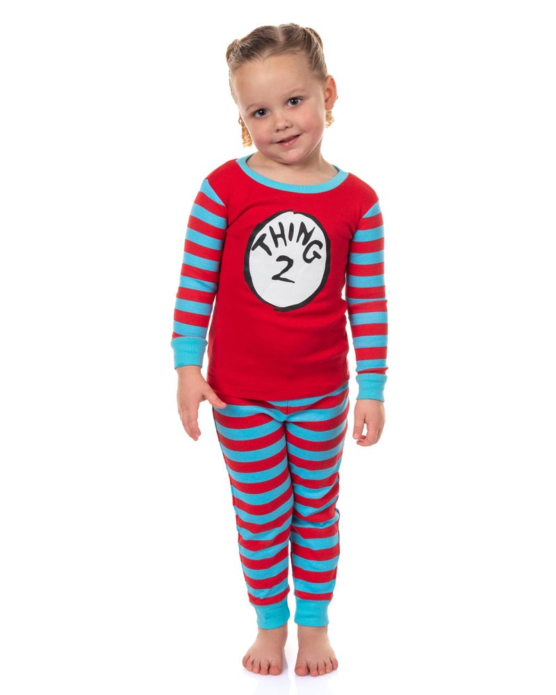 MJC Dr. Seuss Thing 1 and Thing 2 Character Matching Family 2-Piece Tight Fit Pajama Set (Toddler, 2T) - Image 2