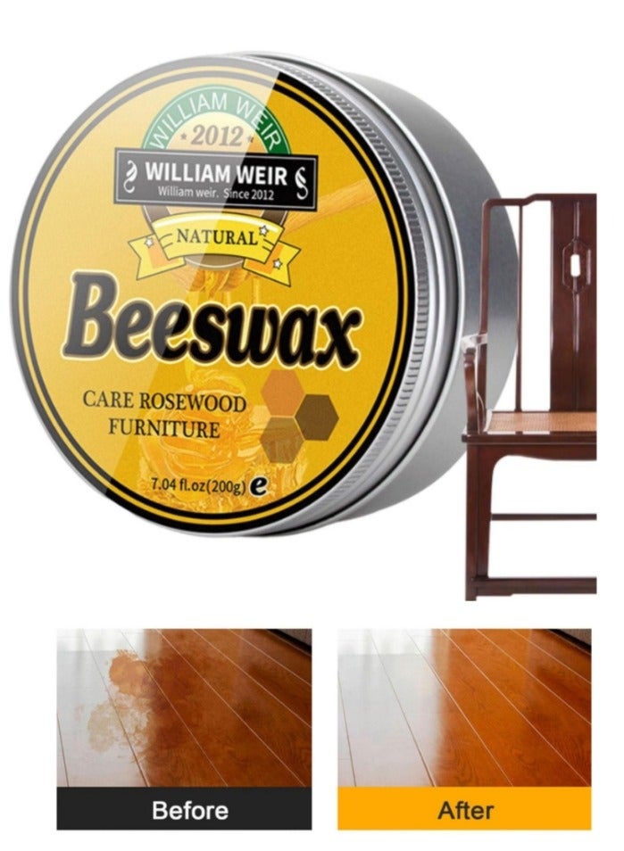 WILLIAM WEIR Natural Beeswax- Furniture Polish Wood Seasoning Beeswax for Wood Polish and Conditioner Multipurpose Waterproof and Repair Wood Wax Wood Cleaner and Polish Furniture Wax 200g - Image 1