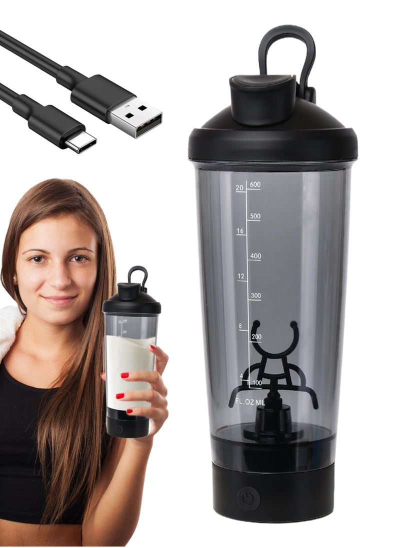 Jourvent Electric Shaker Bottle, Rechargeable Automatic Mixing Cup for Smooth Protein Shakes, Portable Protein Powder Shake Cup, Black  - Image 1
