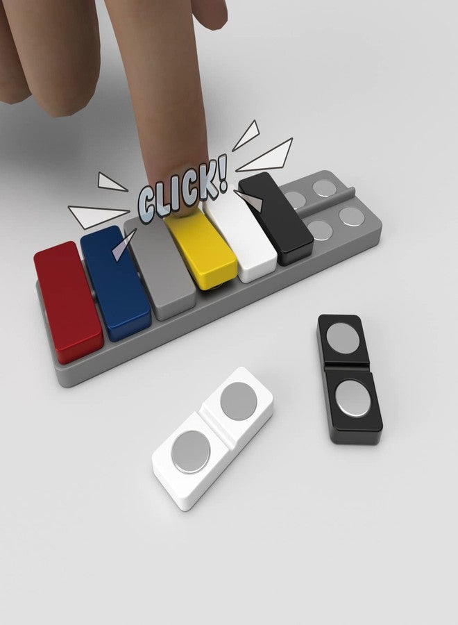 OAKTECH لعبة OAKTECH Fidget Slider Haptic Clicker المعدنية الحسية للبالغين، لعبة مكتبية مغناطيسية لتخفيف التوتر والتوحد واضطراب فرط الحركة ونقص الانتباه والقلق، مفاتيح بيانو، أسود وأبيض - Image 2