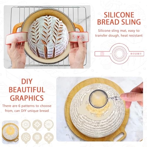 PeacePeo Sourdough Bread Baking Supplies, Sourdough Starter Kit for Bread Making Includes 10" Round & Oval Banneton Bread Proofing Basket with Liners Sourdough Kit for Making Baking Fermentation - Image 5