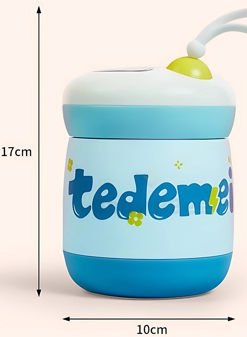 Tedemei Insulated Food Container for Kids Adult - Stainless Steel Vacuum Insulated Kids Food Jar, with Folding Spoon, Leak Proof, Portable Food Bowl 450ml (Blue) - Image 5