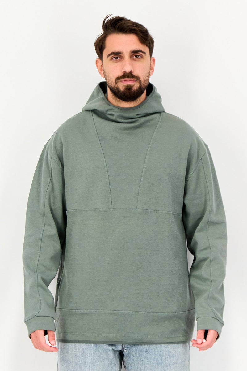Celio Men Solid Long Sleeve Hoodie, Sage Green - Image 1
