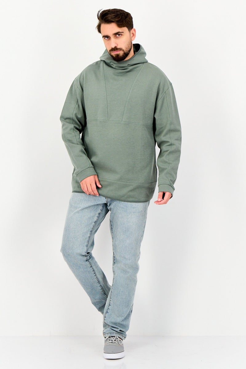 Celio Men Solid Long Sleeve Hoodie, Sage Green - Image 4
