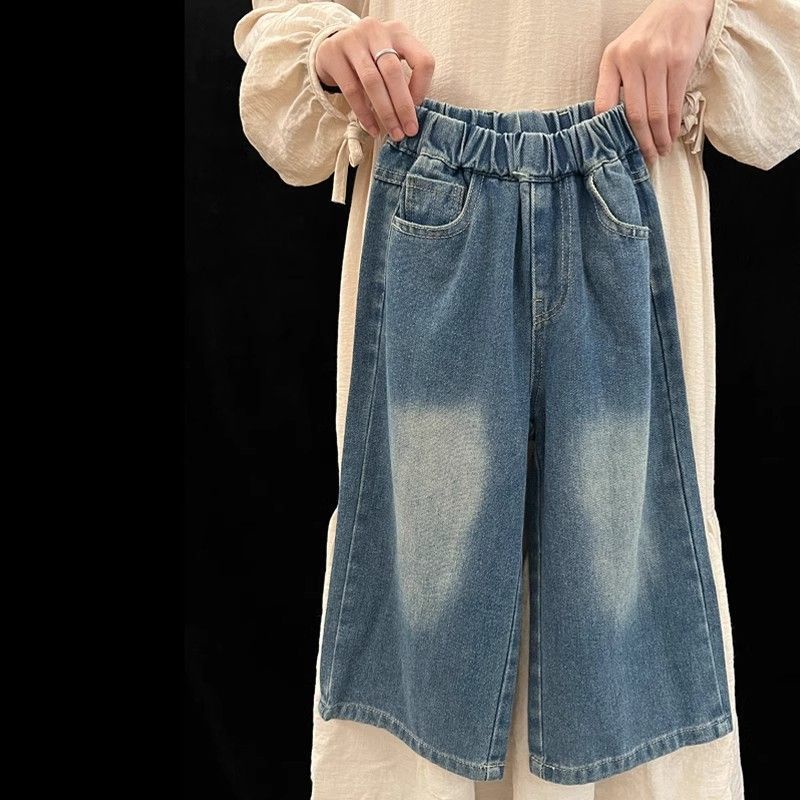 Girls' Spring Jeans Korean-Style Children'S Fashion Design Bow Straight Wide-Leg Pants - Image 5