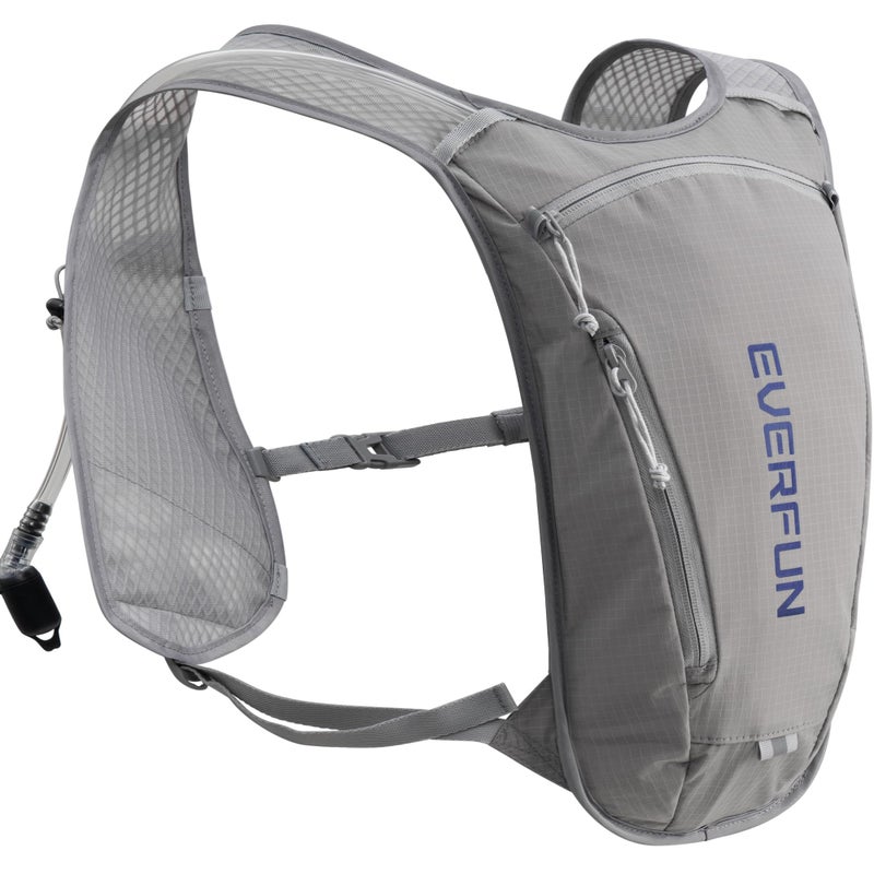 EVERFUN Hydration Backpack Running Vest Small Hiking Water Backpack with 1.5L Water Bladder, Lightweight Reflective Phone Holder Hydro Pack for Trail Running, Biking, Race, Marathons, Gray - Image 1