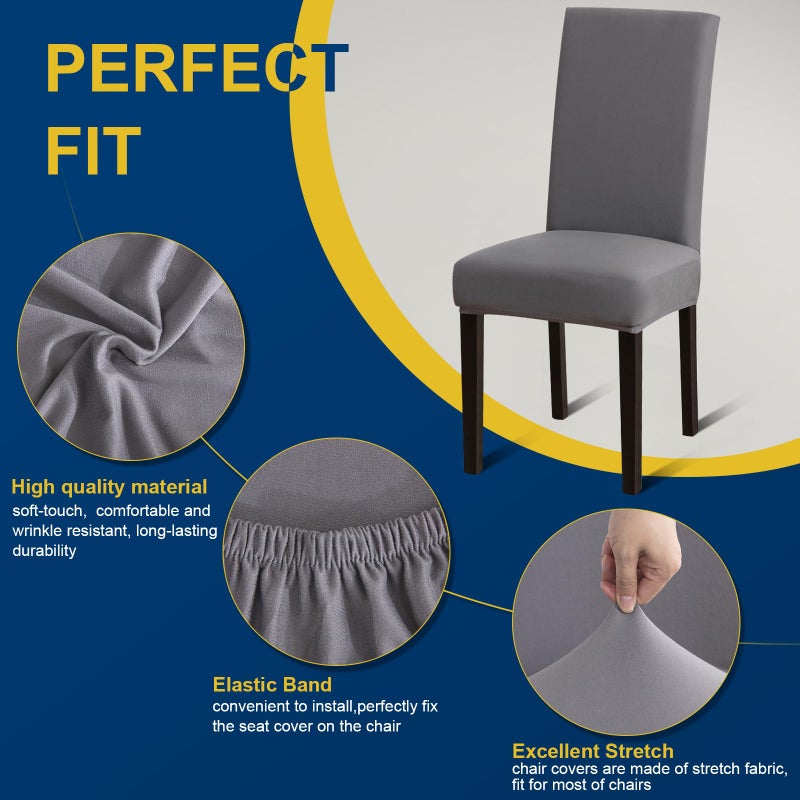 Fafua Chair Covers  Dining Room Chair Covers  Stretch Kitchen Chair Covers/Dining Room Chair Covers Set of 8  Removable Washable Dining Chair Slipcovers for Home  Hotel  Banquet - Image 2