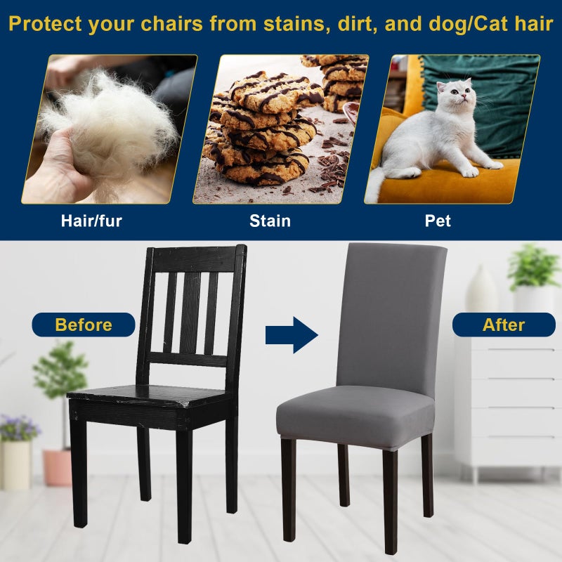 Fafua Chair Covers  Dining Room Chair Covers  Stretch Kitchen Chair Covers/Dining Room Chair Covers Set of 8  Removable Washable Dining Chair Slipcovers for Home  Hotel  Banquet - Image 3