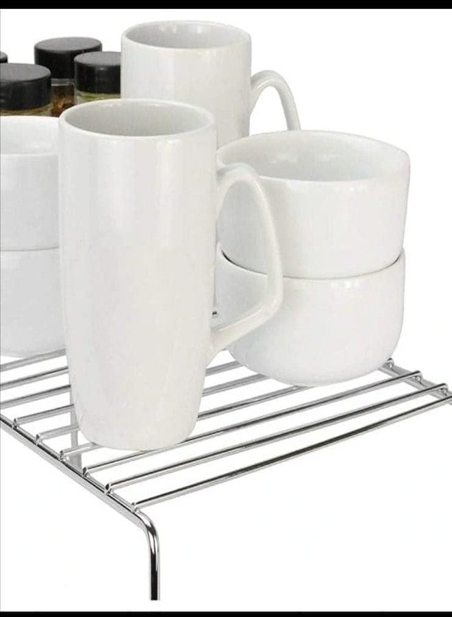 TechSrmaji Stainless Steel Dish Rack for Kitchen, Countertop Rack, Expandable Storage Rack, Anti-Rust Nano Coating Kitchen Countertop Rack, Multipurpose Organizer, Bed Rack (Pack of 2) - Image 4