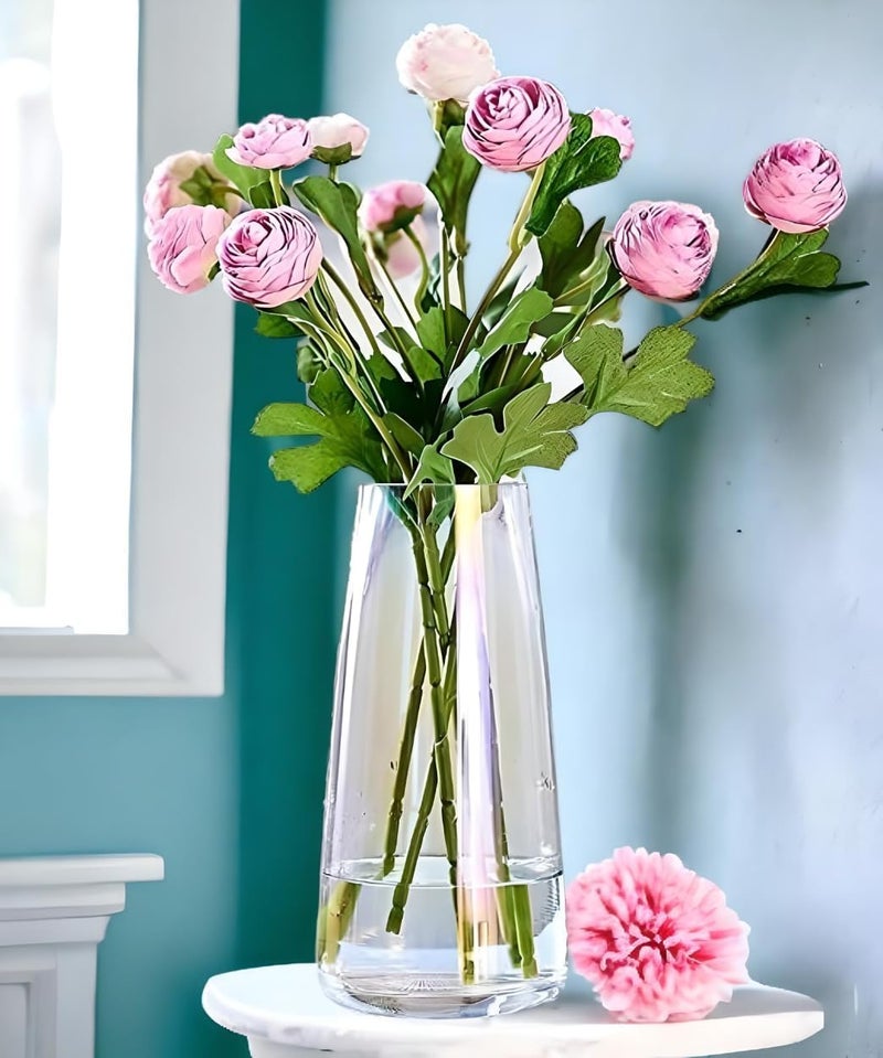 Clovefry 9 Inch Decorative Vases for Flowers | Glass Flower Vase for Living Room | Aesthetic Home Decor | Glass Planter for Living Room Decor, Dining Table, Wedding Decoration (Multicolor) - Image 1