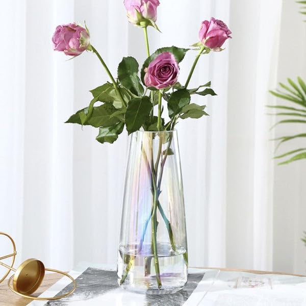 Clovefry 9 Inch Decorative Vases for Flowers | Glass Flower Vase for Living Room | Aesthetic Home Decor | Glass Planter for Living Room Decor, Dining Table, Wedding Decoration (Multicolor) - Image 2