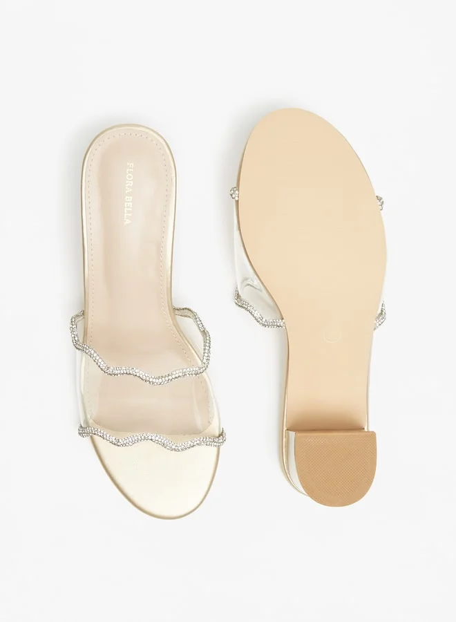 Flora Bella By Shoexpress WomenS Embellished SlipOn Sandals With Block Heels