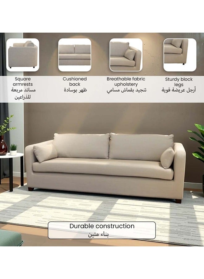 ميكاسا أريكة ثلاثية المقاعد من نسيج عالي الجودة باللون الرمادي  64 × 93 × 215 سم PJS56703 - Image 5