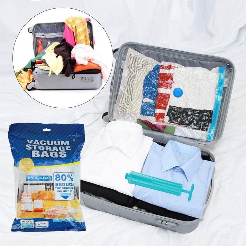 KYMIO Space Saver Pack of 5 vacuum storage bags Save 80 on Clothes Storage SpacePremium Vacuum Sealer Bag for organizer Blankets Bedding Clothing with hand Pump - Image 4
