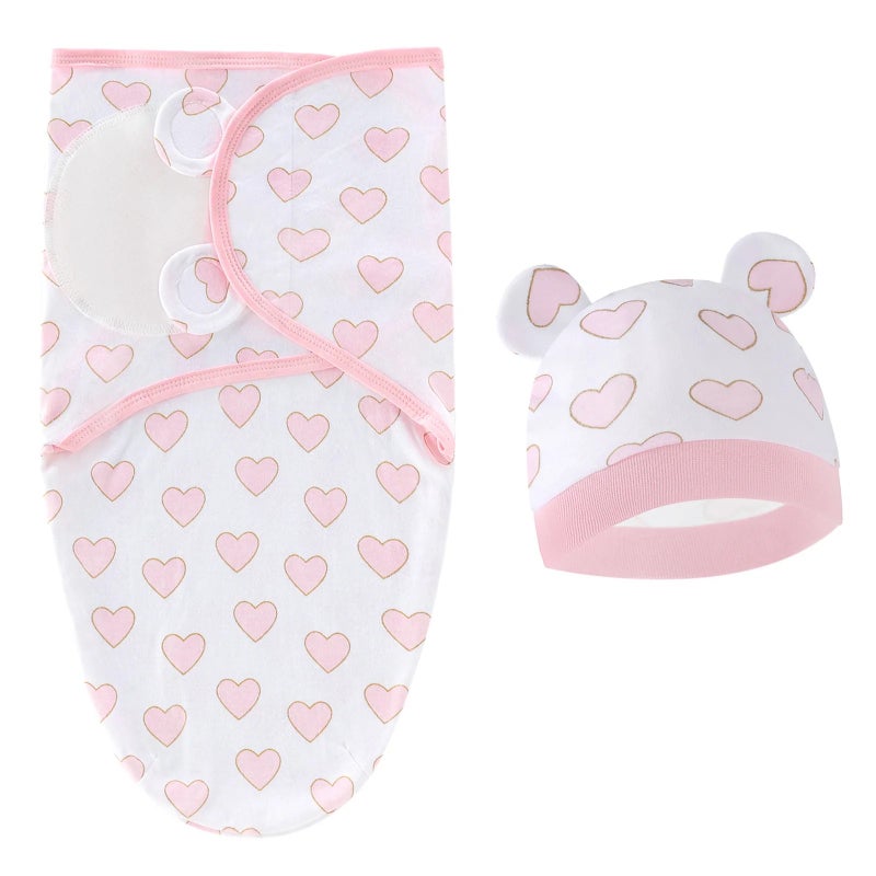 Y&D Baby Swaddle Wrap with Hat Set - Soft Cotton Swaddle Blanket for Newborn Infant Sleep (Swaddlers) - Image 1