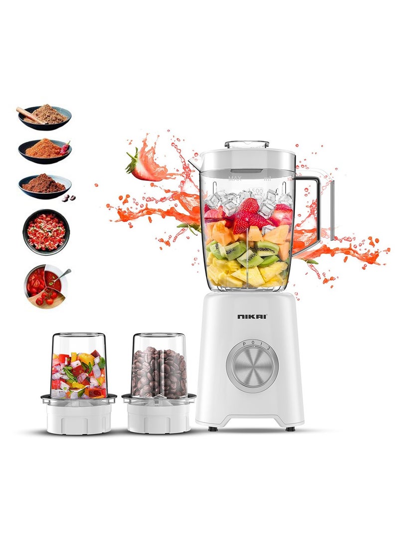 نيكاي خلاط كهربائي 3 في 1 1.5 L 350 W NB1900NA1/ NB2900EB2 أبيض/ شفاف - Image 1