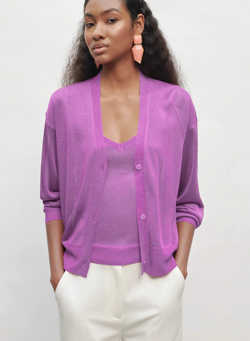 Lola Casademunt Lurex Knit Cardigan