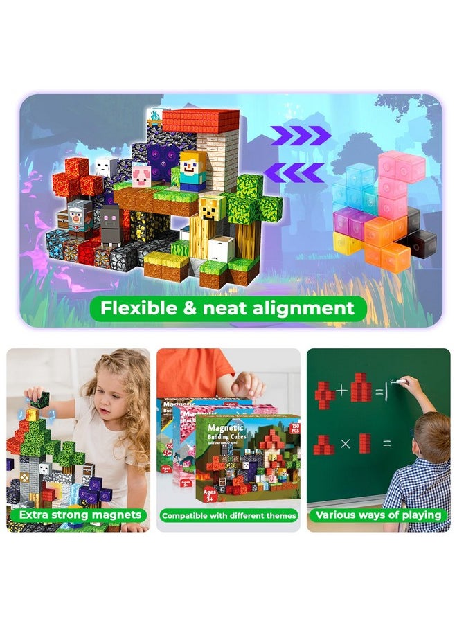 magneverse 150 PCS Magnetic Blocks - Magnetic Building Block for Kids Ages 4-8, Magnet Blocks Sets for Stacking, Magnet Cubes Building Toys for Boys Girls Ages 3 4 5 6 7 8-12 Birthday Gift  - Image 5