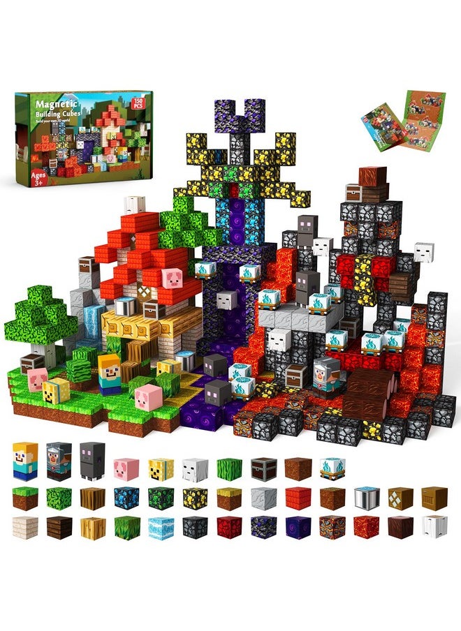 magneverse 150 PCS Magnetic Blocks - Magnetic Building Block for Kids Ages 4-8, Magnet Blocks Sets for Stacking, Magnet Cubes Building Toys for Boys Girls Ages 3 4 5 6 7 8-12 Birthday Gift  - Image 1