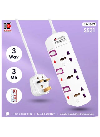Power Strips S531 Heavy Duty Extension Cord with 3 way Outlets with individual switch, Charging Socket with 3 meter Heat resistant  Extension Cord (White) - pzsku/Z6CB6A3F4D24F16DE7978Z/45/_/1729497706/d06d6018-92d9-41cb-9a0b-e68d384a337b