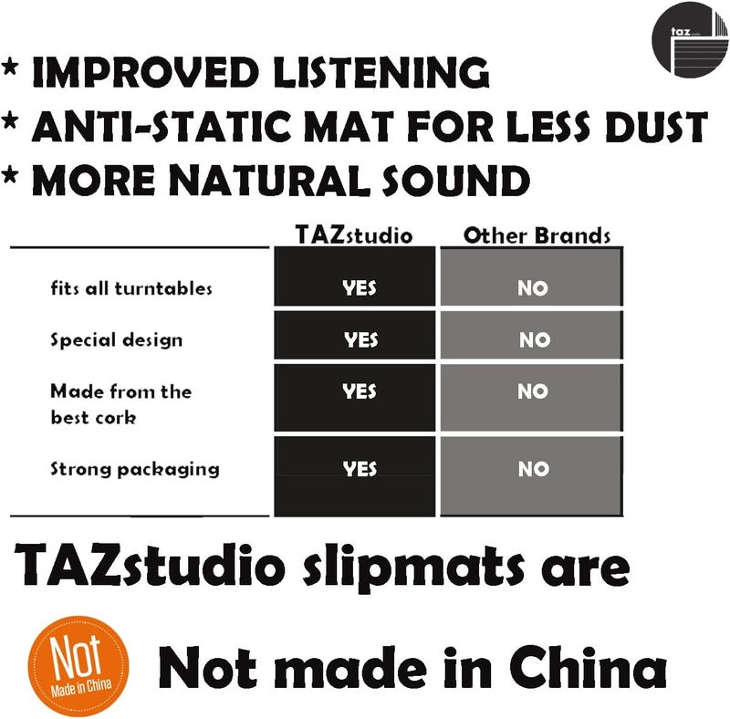Taz Studio Premium slipmat- Cork Turntable Mat for Better Sound Support on Vinyl LP Record Player- Decorative Specially Designed Cork [3mm Thick] Original Art Design-m4- Special - Image 5