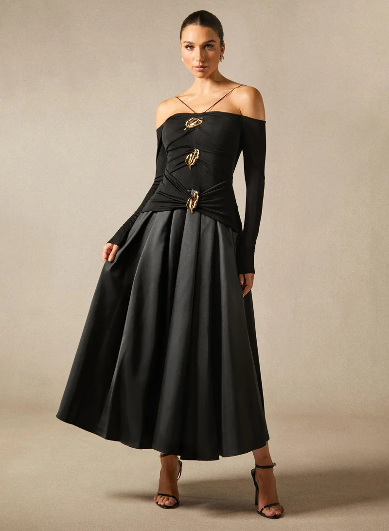 Sunfere Katherine Off Shoulder Spaghetti Strap Maxi Dress